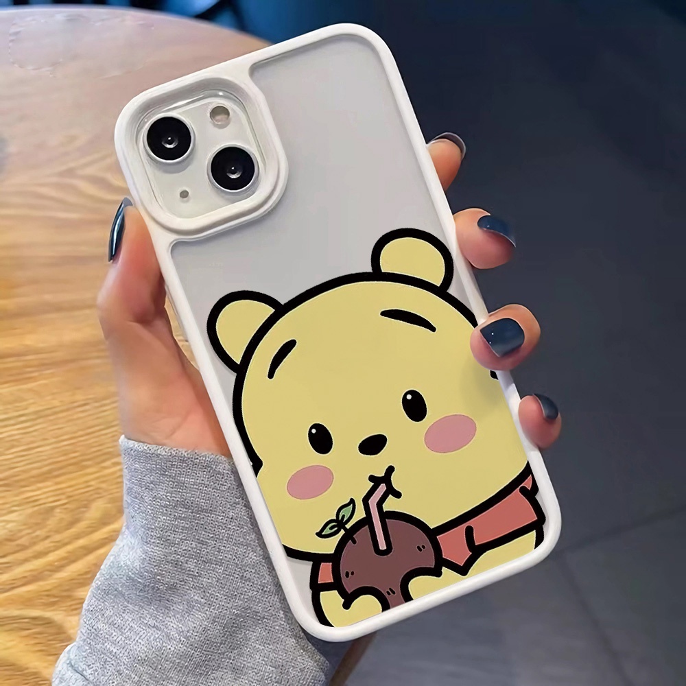 Ốp Điện Thoại Nhựa Acrylic Cứng Trong Suốt Hình Winnie the Pooh Màu Vàng Cho iphone 14 pro Max 11 13 12 7Plus 8 X XS Max
