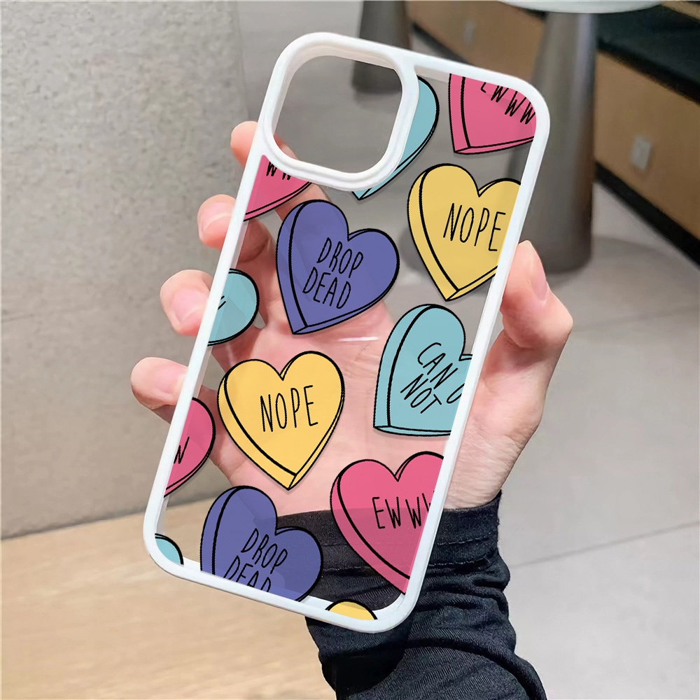 Ốp Điện Thoại Nhựa Acrylic Cứng Trong Suốt In Hình Trái Tim Đáng Yêu Cho iphone 14 pro Max 11 13 12 7Plus 8 X XS Max