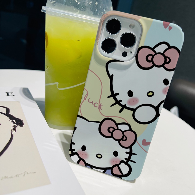 Ốp Điện Thoại Cứng Chống Sốc In Hình Mèo Hello Kitty Cho iphone 14 pro Max 11 13 12 7Plus 8 X XS Max