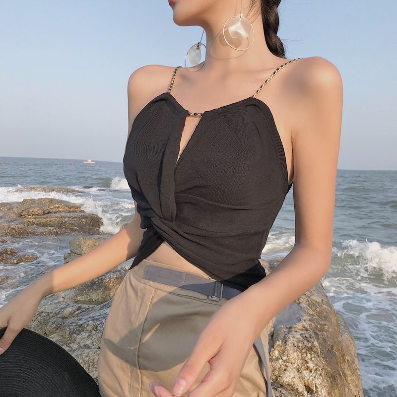 Áo Thun Lửng Hai Dây Phong Cách Quyến Rũ Dành Cho Nữ