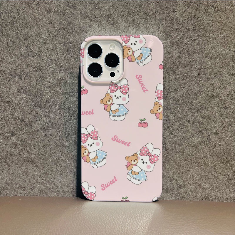Ốp Điện Thoại Cứng Chống Sốc Hình Thỏ Và Gấu Cho iphone 14promax 11 13 12 7Plus 8 X XS Max