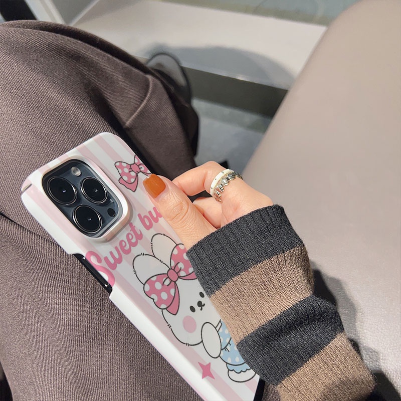 Ốp Điện Thoại Cứng Chống Sốc Hình Thỏ Và Gấu Cho iphone 14promax 11 13 12 7Plus 8 X XS Max