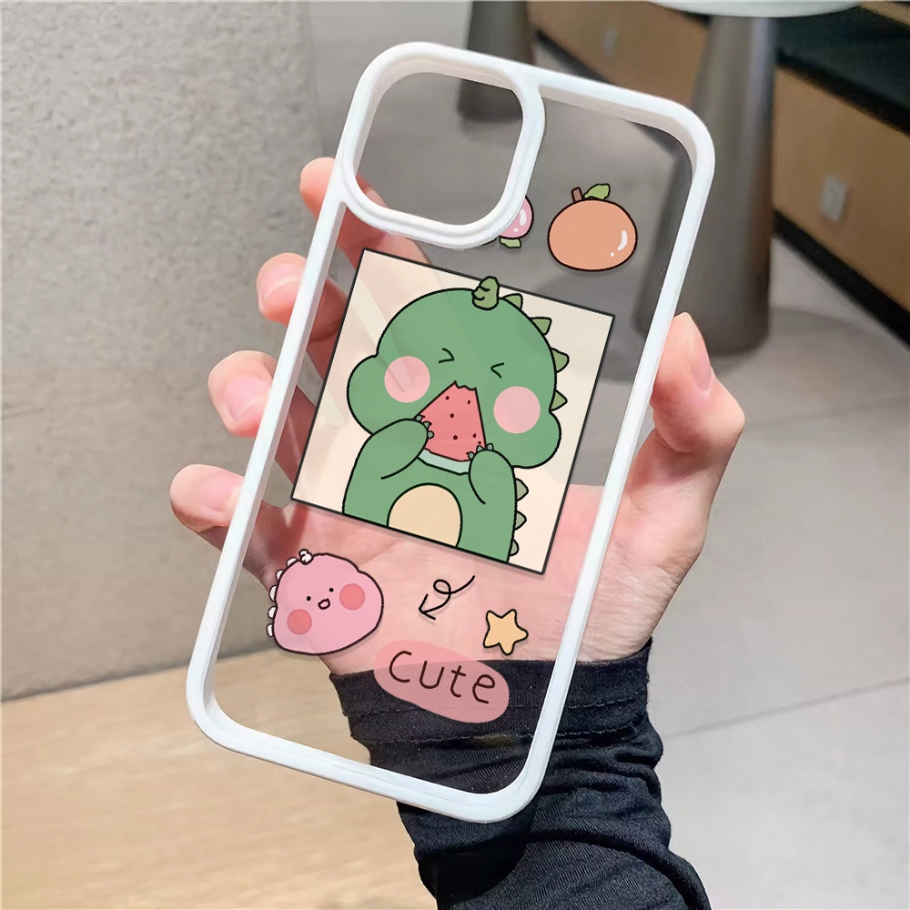 Ốp Điện Thoại Nhựa Acrylic Cứng Trong Suốt Hình Khủng Long / Dưa Hấu Cho iphone 14 pro Max 11 13 12 7Plus 8 X XS