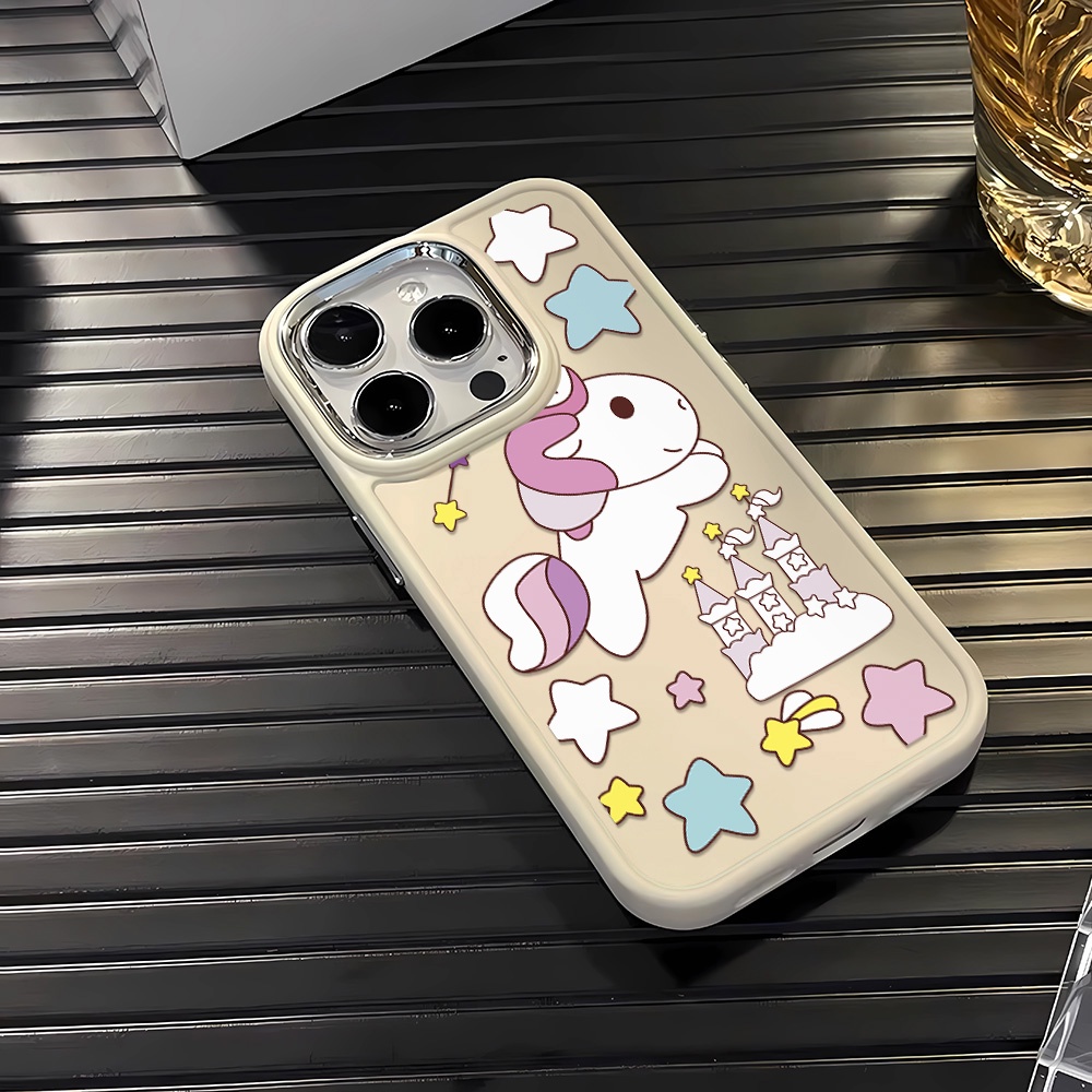 Ốp Điện Thoại Silicone Khung Kim Loại In Hình Kỳ Lân Cho iphone 14ProMax 11 13 12 7Plus 8 X XS Max