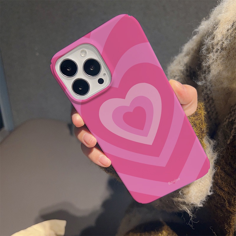Ốp Điện Thoại Cứng Họa Tiết Trái Tim Màu Đỏ / Hồng Thời Trang Chống Sốc Cho iphone 14 pro Max 11 13 12 7Plus 8 X XS Max