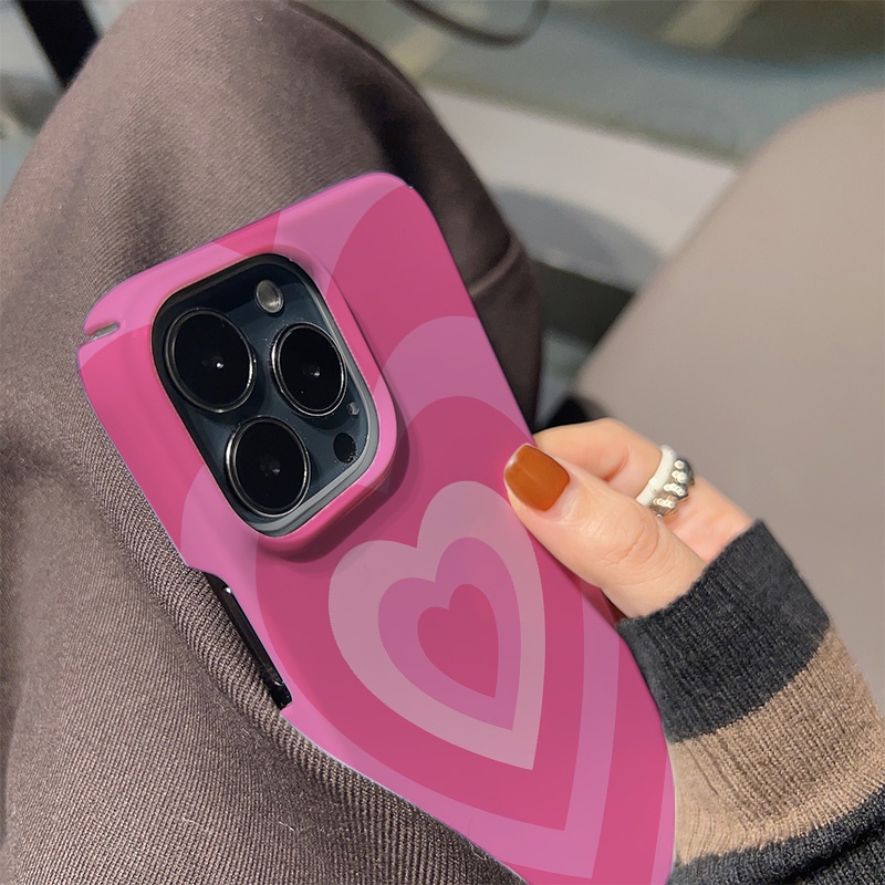 Ốp Điện Thoại Cứng Họa Tiết Trái Tim Màu Đỏ / Hồng Thời Trang Chống Sốc Cho iphone 14 pro Max 11 13 12 7Plus 8 X XS Max