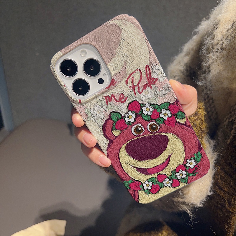 Ốp Điện Thoại Cứng Chống Sốc Hình Gấu Dâu Tây Cho iphone 14 pro Max 11 13 12 7Plus 8 X XS Max