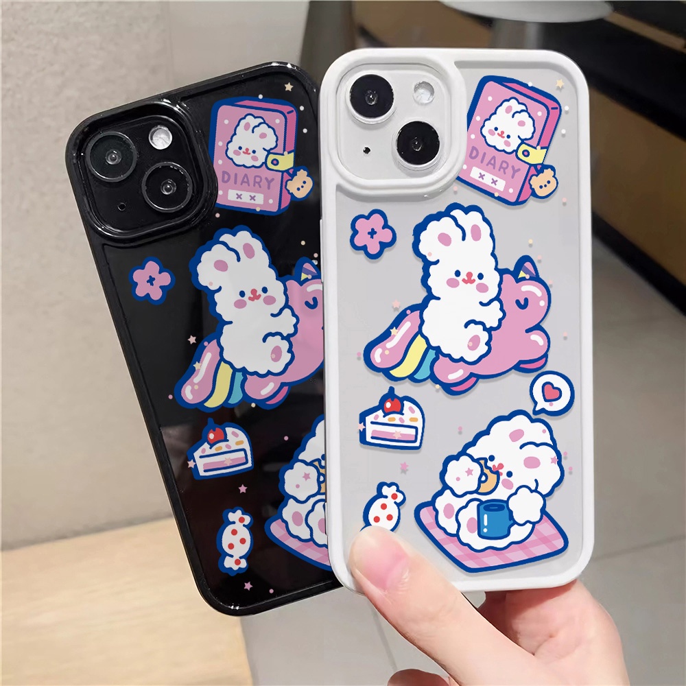 Ốp Điện Thoại Nhựa Acrylic Cứng Trong Suốt Hình Kỳ Lân Thỏ Cho iphone 14 pro Max 11 13 12 7Plus 8 X XS Max