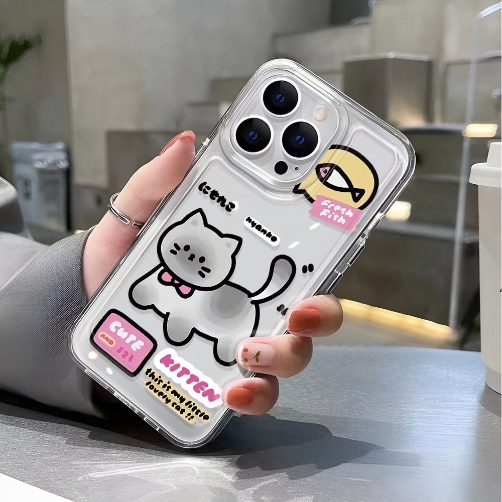 Ốp Điện Thoại Trong Suốt Hình Mèo / Cá Cho iphone 14 pro max 11 13 12 7 8 Plus X XR XSMax