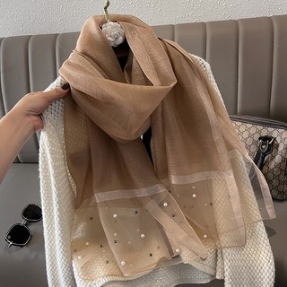 Khăn Choàng Lụa Đính Hạt Thời Trang Xuân Hè Mới Cho Nữ