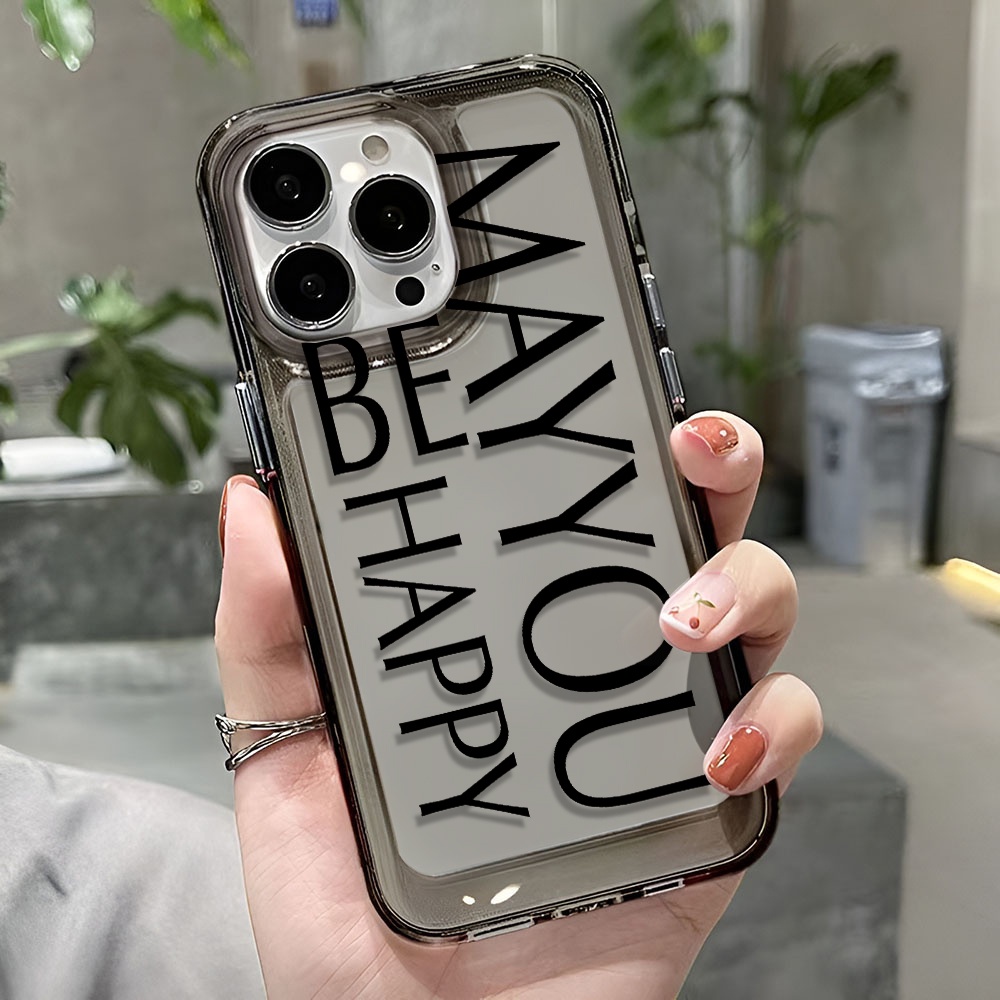 Ốp Điện Thoại Trong Suốt In Chữ May You Be Happy Cho iphone 14 pro max 11 13 12 7 8 Plus X XR XSMax