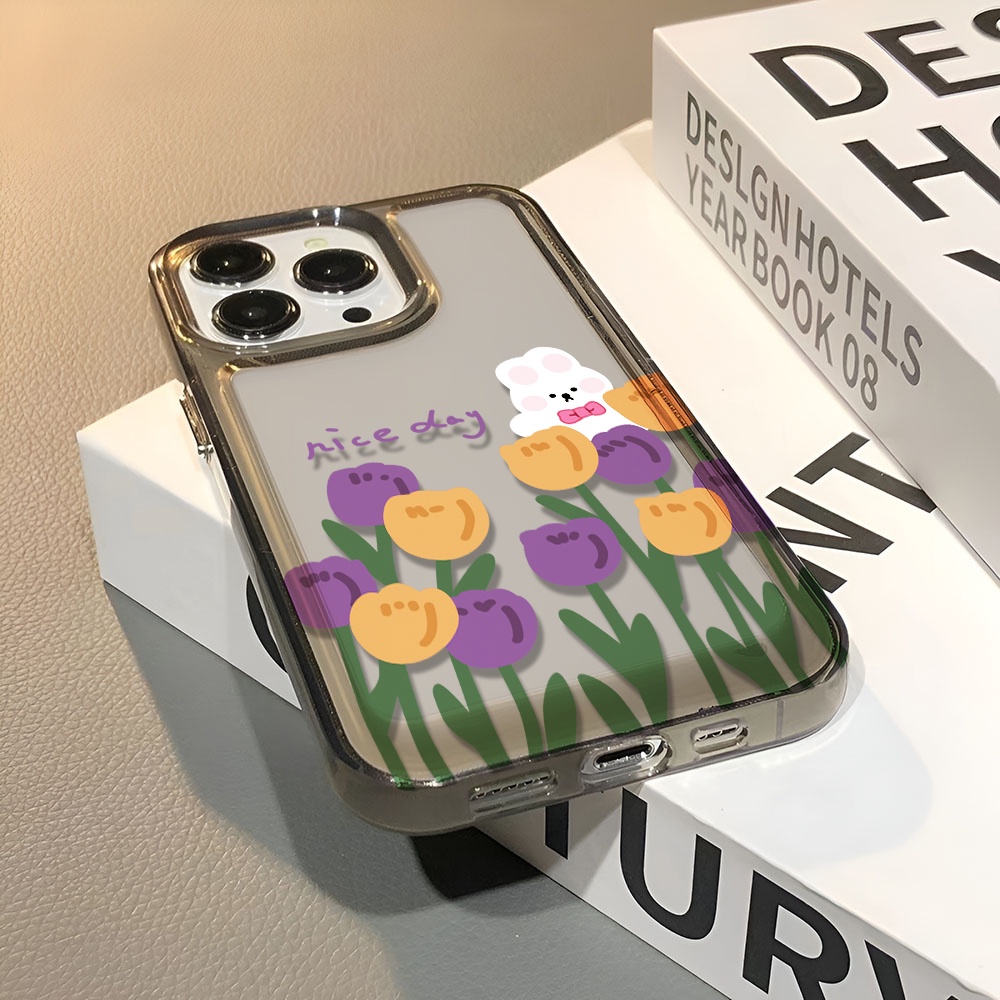 Ốp Điện Thoại Trong Suốt In Hình Thỏ Hoa Đáng Yêu Cho iphone 14 pro max 11 13 12 7 8 Plus X XR XSMax