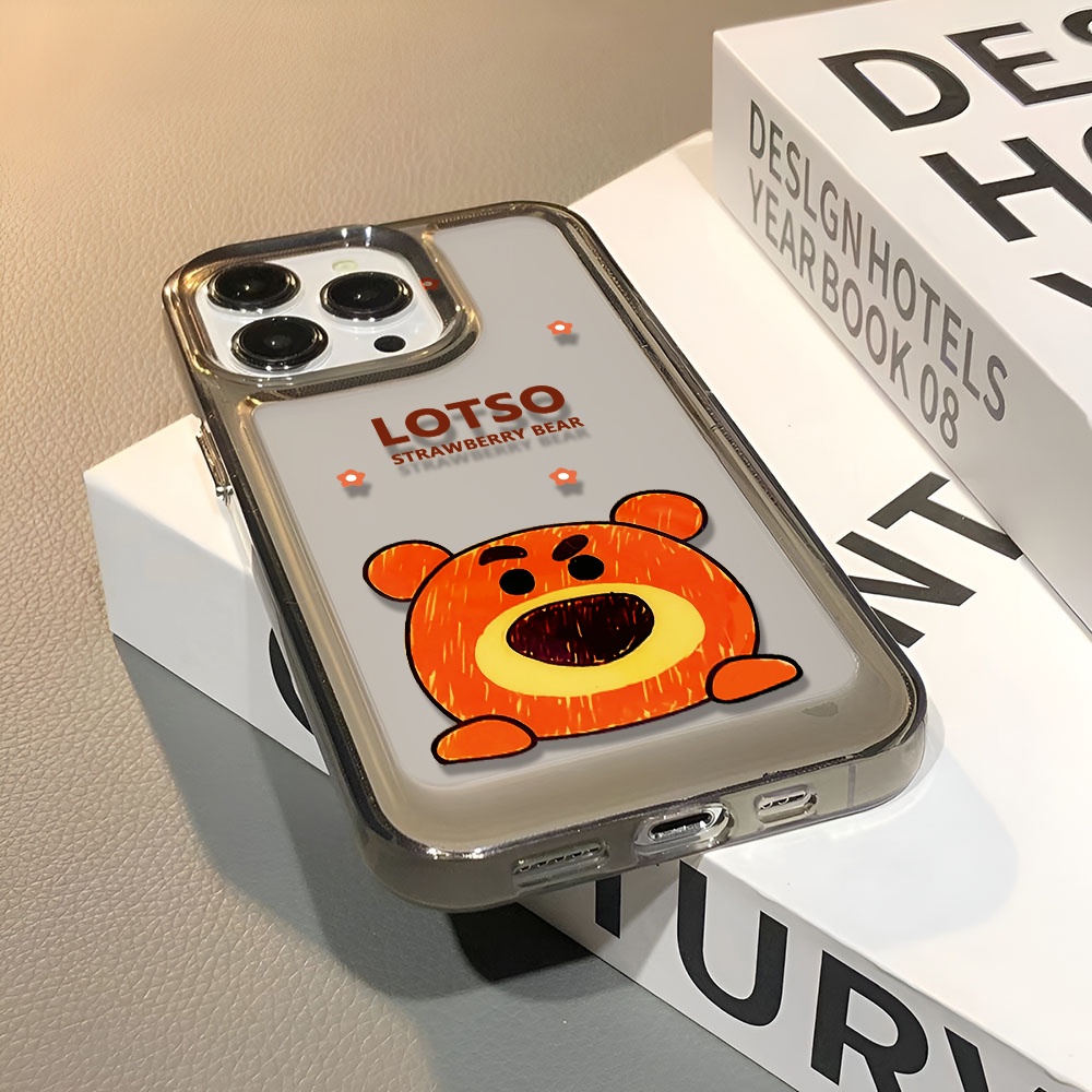 Ốp Điện Thoại Trong Suốt Họa Tiết Gấu Strawberry Lotso Dễ Thương Cho iphone 14 pro max 11 13 12 7 8 Plus X XR XSMax