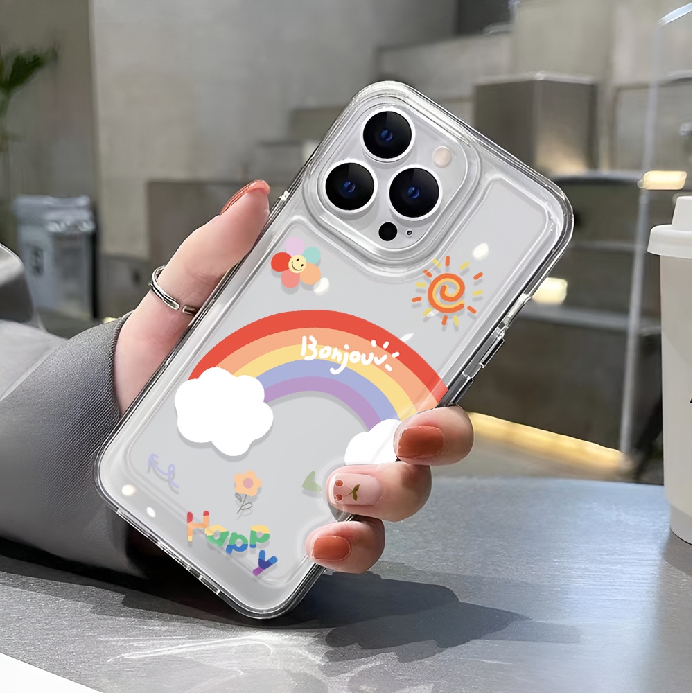 Ốp Điện Thoại Trong Suốt Họa Tiết Cầu Vồng Dành Cho iphone 14 pro max 11 13 12 7 8 Plus X XR XSMax