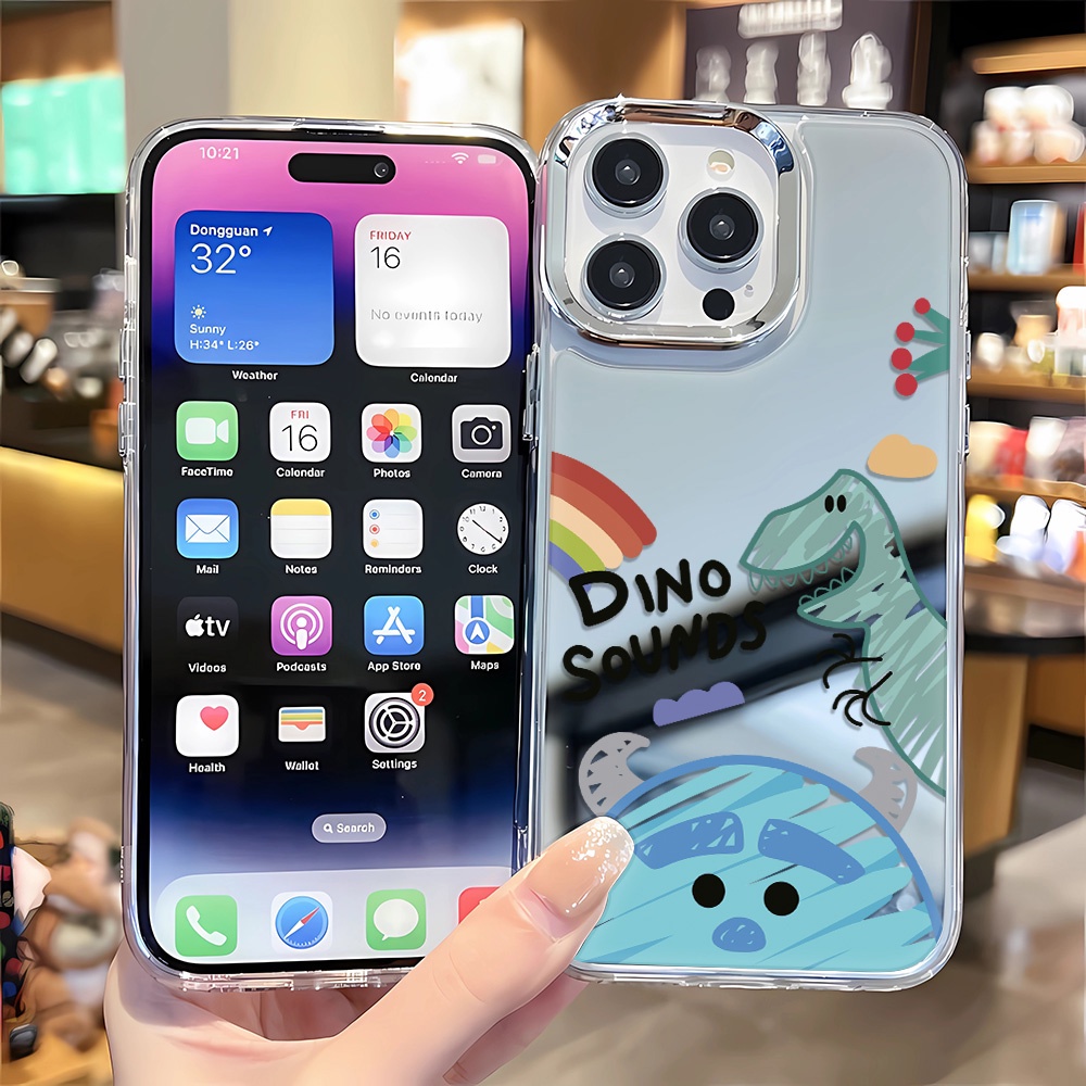 Ốp Điện Thoại Tráng Gương Khung Kim Loại Họa Tiết Quái Vật Cho iphone 14 pro max 11 12 13 8 7 Plus X XR XSMax