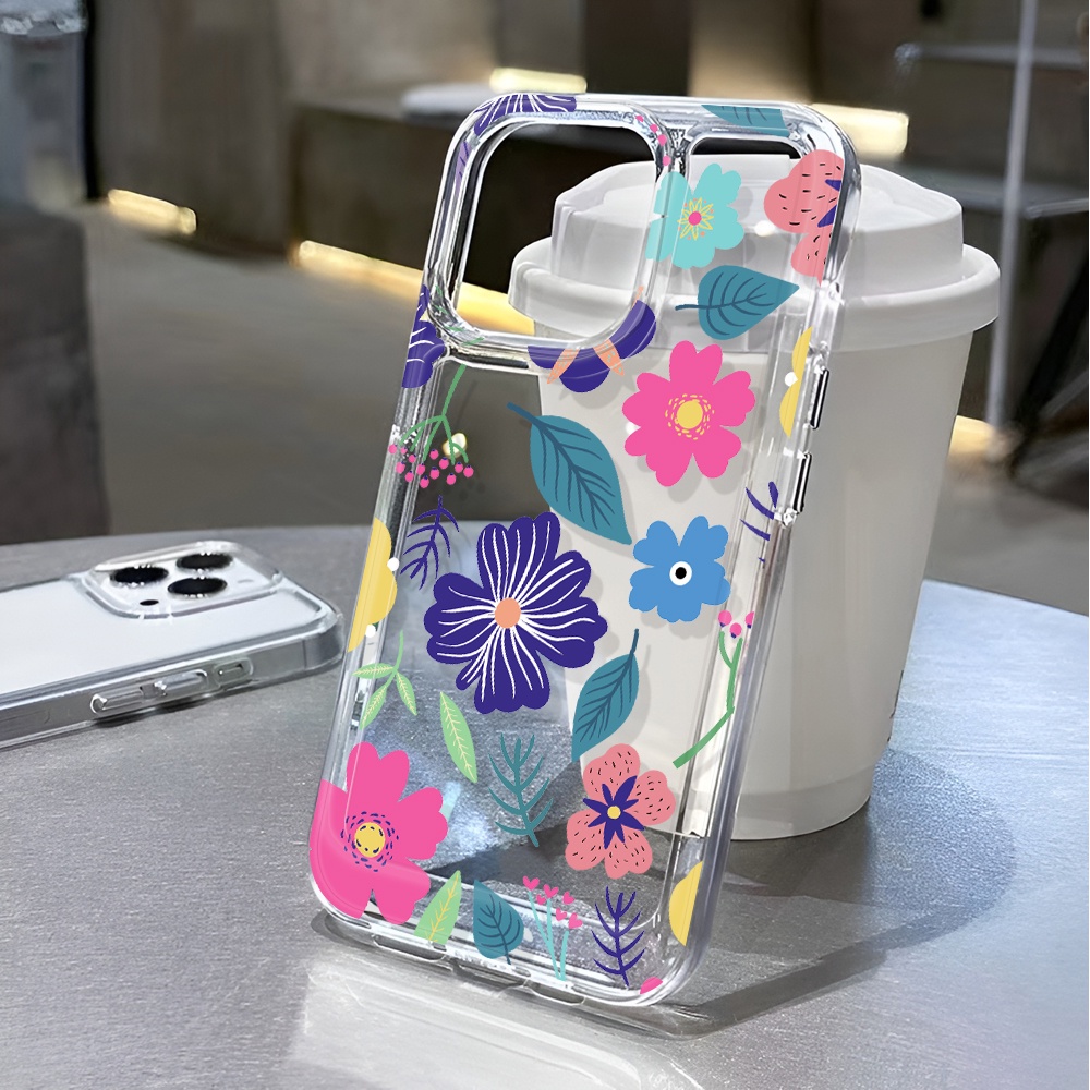 Ốp Điện Thoại Trong Suốt In Hình Hoa Lá Thời Trang Cho iphone 14 pro max 11 13 12 7 8 Plus X XR XSMax