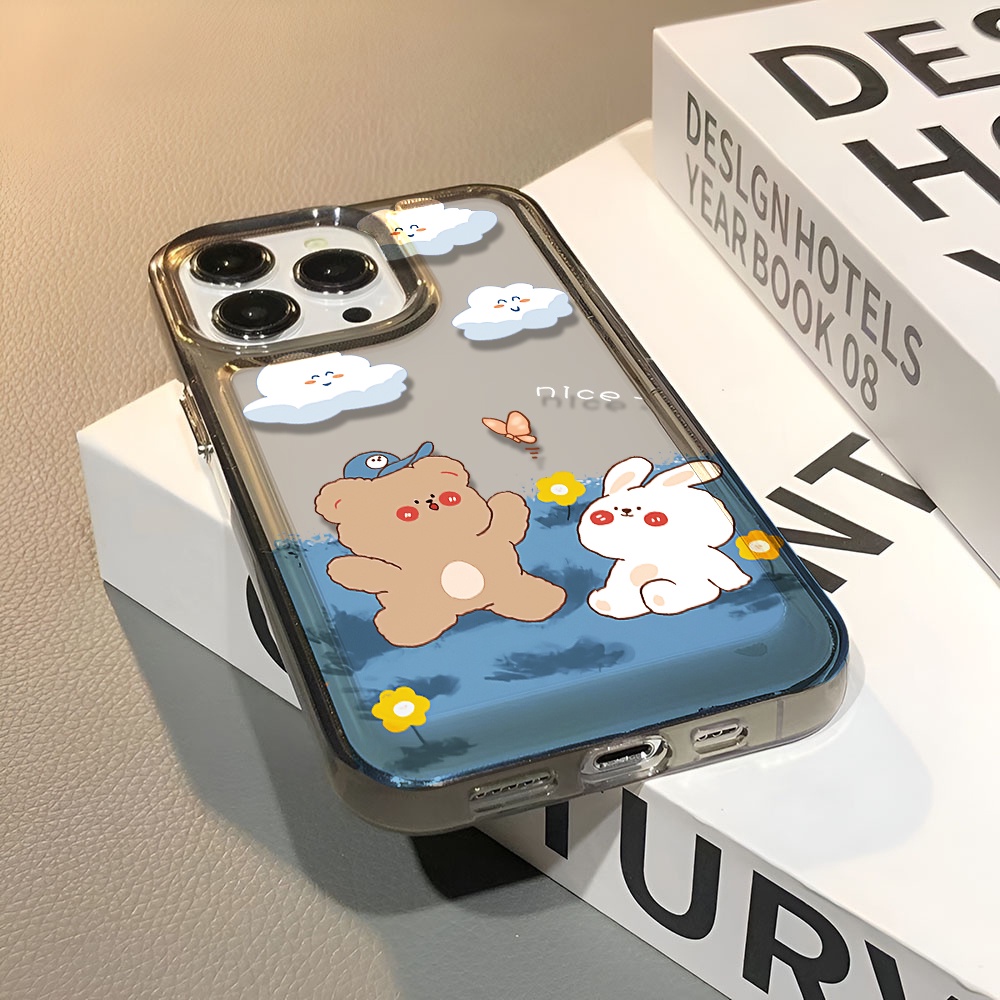 Ốp Điện Thoại Trong Suốt In Hình Gấu Thỏ Hoạt Hình Cho iphone 14 pro max 11 13 12 7 8 Plus X XR XSMax