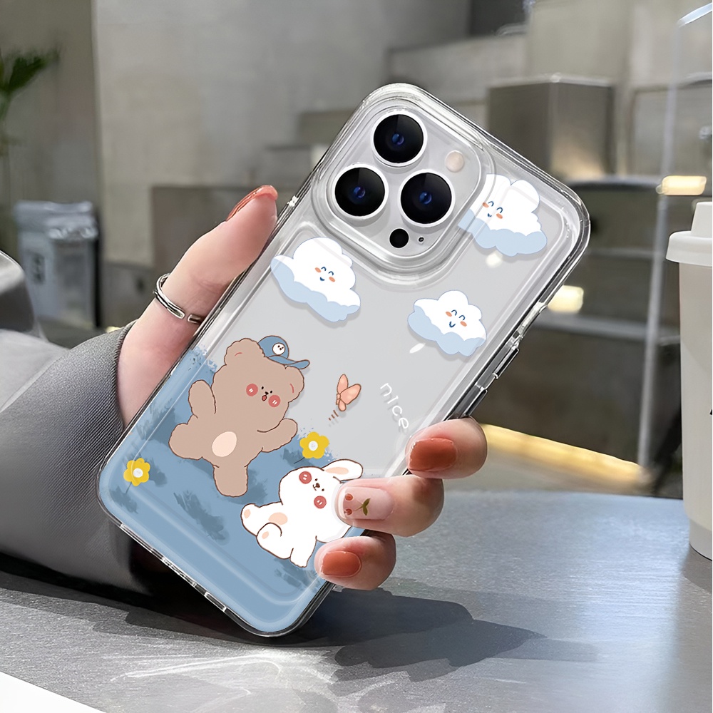 Ốp Điện Thoại Trong Suốt In Hình Gấu Thỏ Hoạt Hình Cho iphone 14 pro max 11 13 12 7 8 Plus X XR XSMax