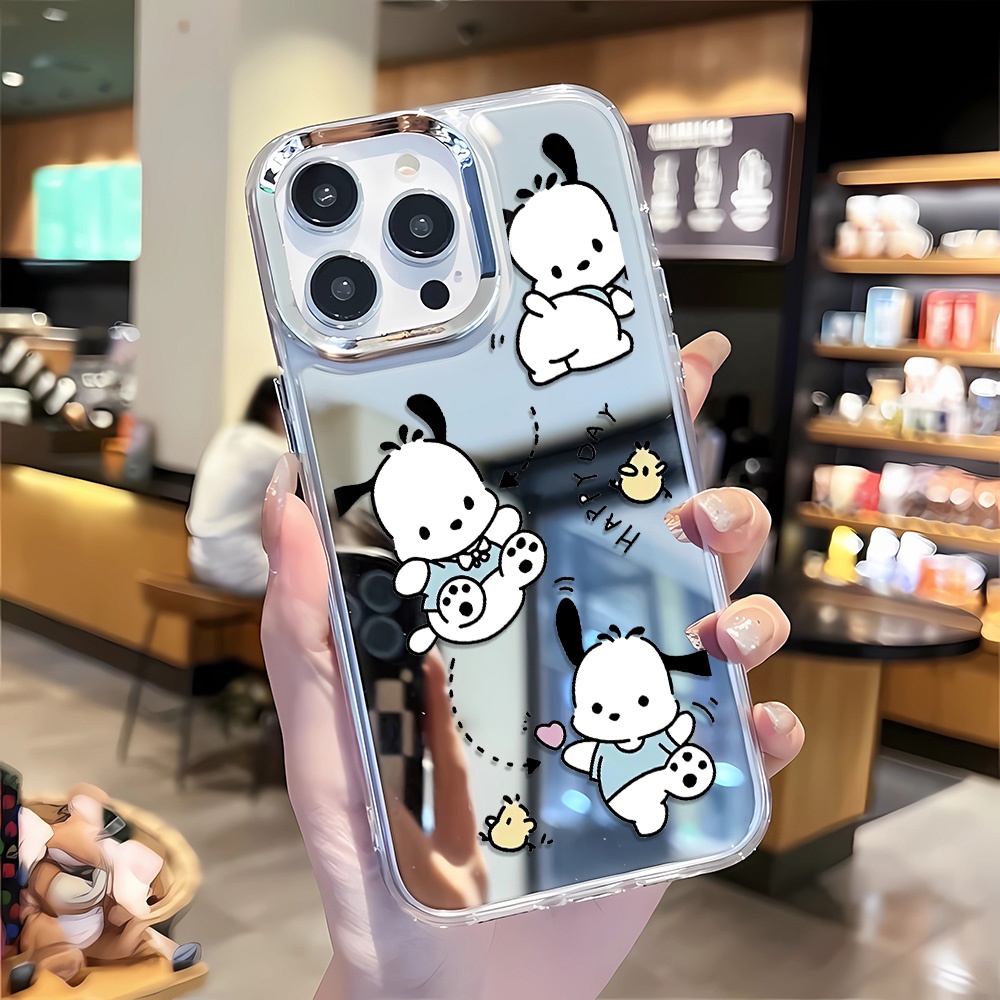 Ốp Điện Thoại Tráng Gương Họa Tiết Hoạt Hình Pochacco Cho iphone 14 pro max 11 12 13 8 7 Plus X XR XSMax