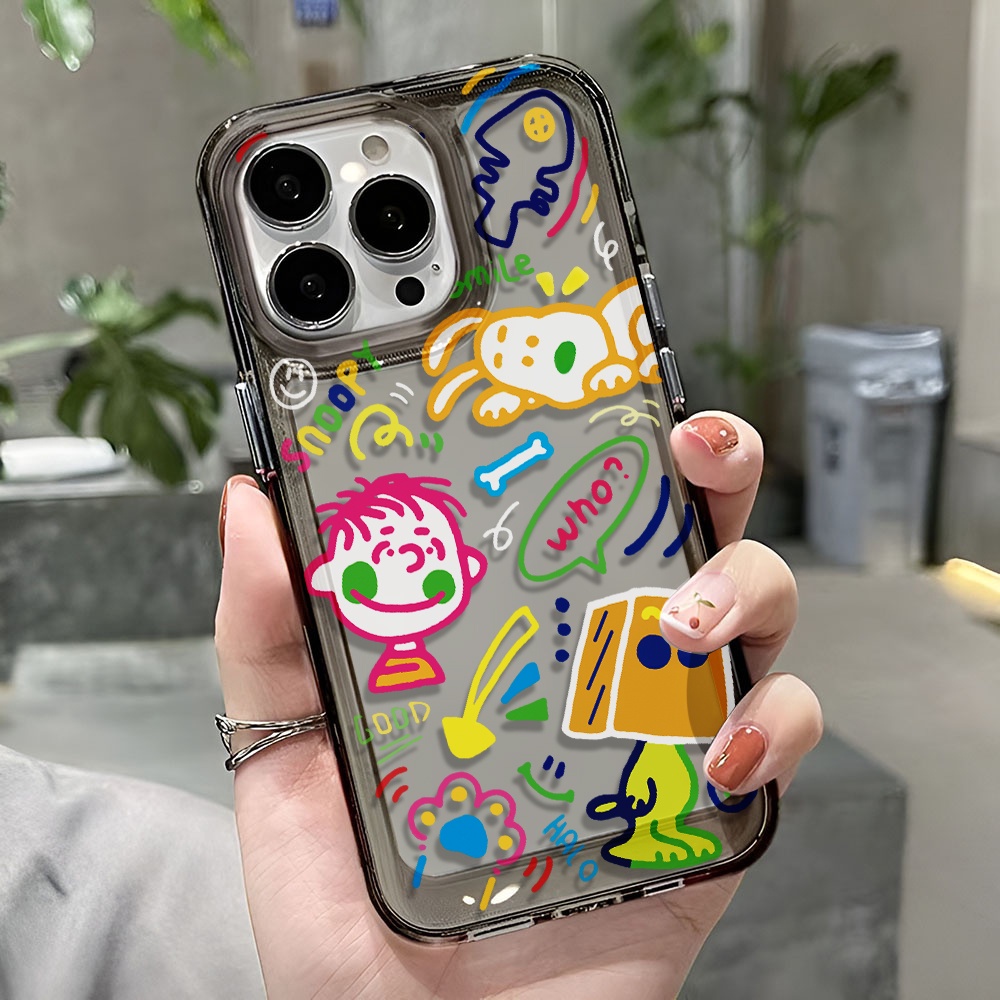 Ốp Điện Thoại Trong Suốt Họa Tiết Hoạt Hình Snoopy Doodle Cho iphone 14 pro max 11 13 12 7 8 Plus X XR XSMax