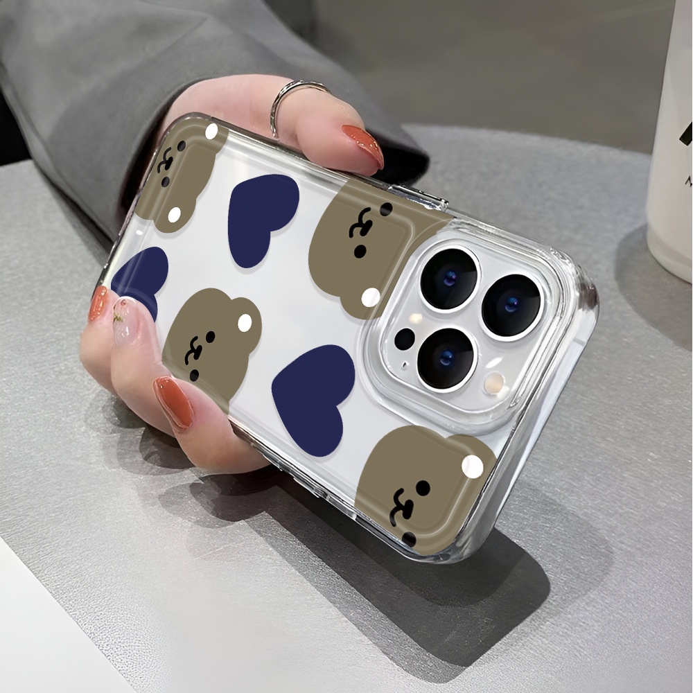 Ốp Điện Thoại Trong Suốt In Hình Gấu Cho iphone 14 pro max 11 13 12 7 8 Plus X XR XSMax