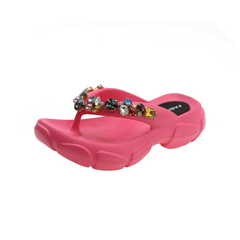 Giày Sandal Đế Dày Đính Đá Thời Trang Mùa Hè Cao Cấp Cho Nữ