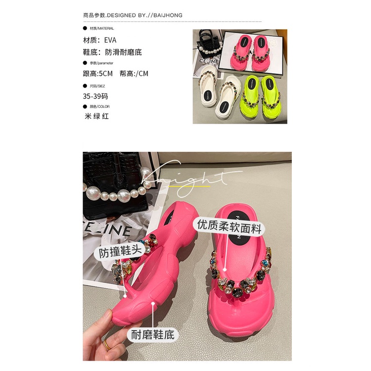 Giày Sandal Đế Dày Đính Đá Thời Trang Mùa Hè Cao Cấp Cho Nữ