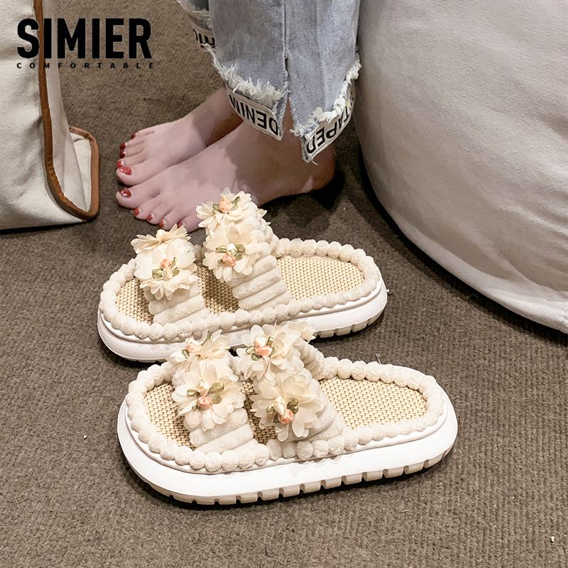 [Hàng Có Sẵn Giao Hàng Nhanh] Dép Sandal Đế Dày Đính Hoa Thời Trang Mùa Hè 2023 Phong Cách Mới Cho Nữ