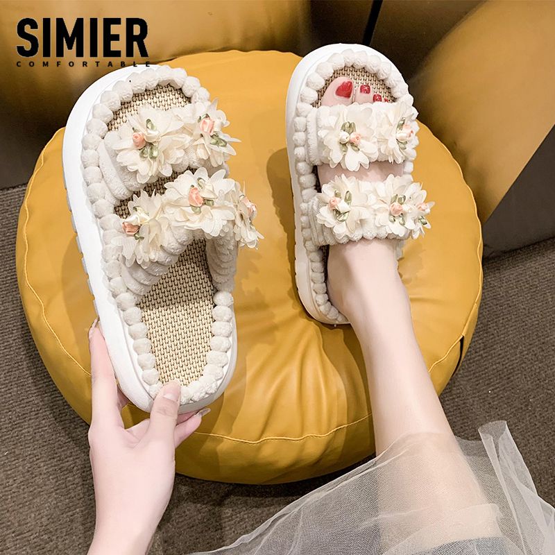 [Hàng Có Sẵn Giao Hàng Nhanh] Dép Sandal Đế Dày Đính Hoa Thời Trang Mùa Hè 2023 Phong Cách Mới Cho Nữ