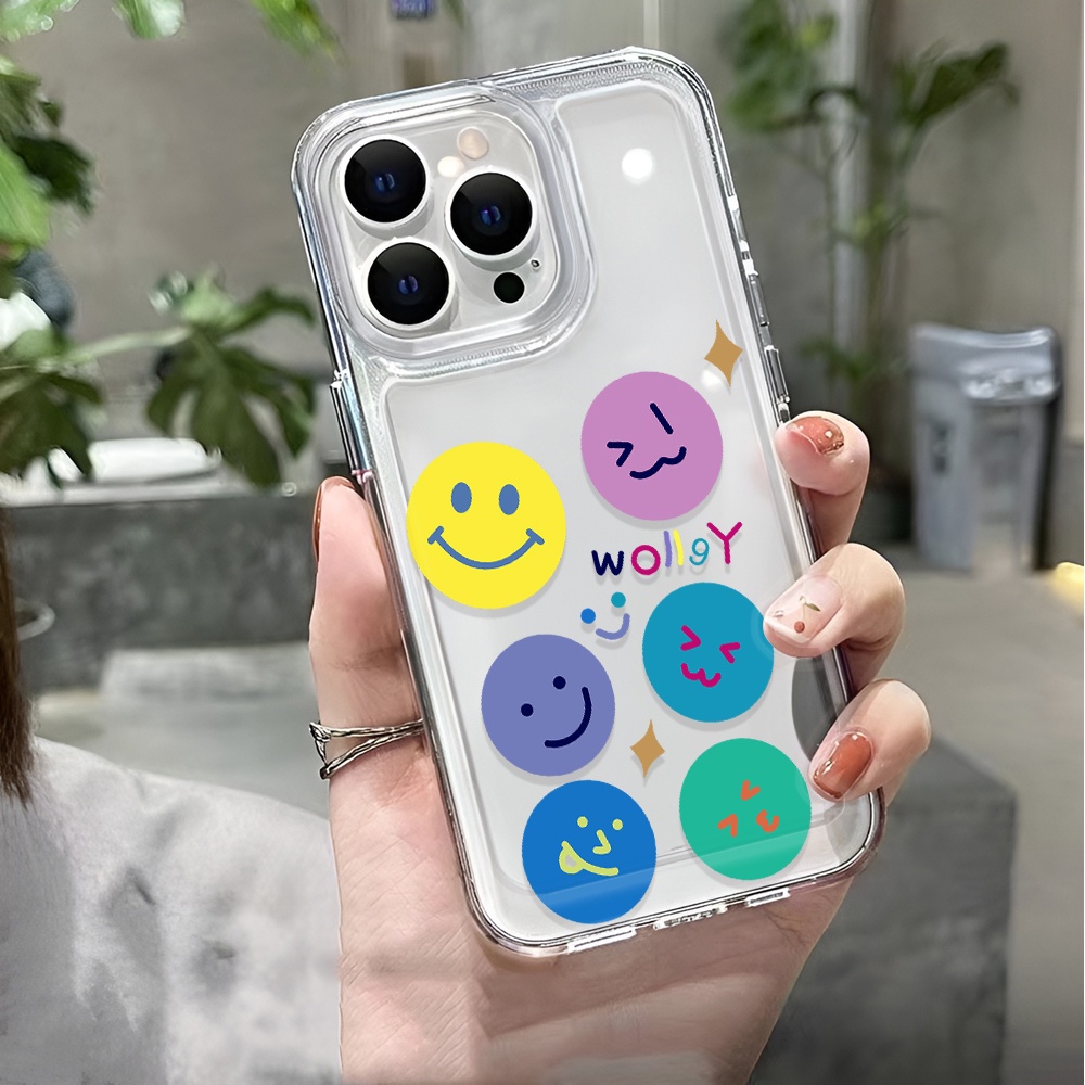 Ốp Điện Thoại Trong Suốt Chống Sốc In Hình Mặt Cười Cho iphone 14 pro max 11 13 12 7 8 Plus X XR XSMax