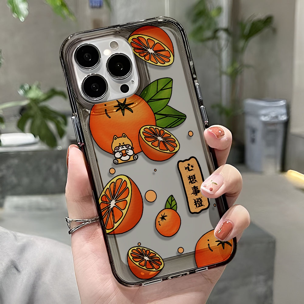 Ốp Điện Thoại Trong Suốt Họa Tiết Trái Cam Chống Sốc Cho iphone 14 pro max 11 13 12 7 8 Plus X XR XSMax