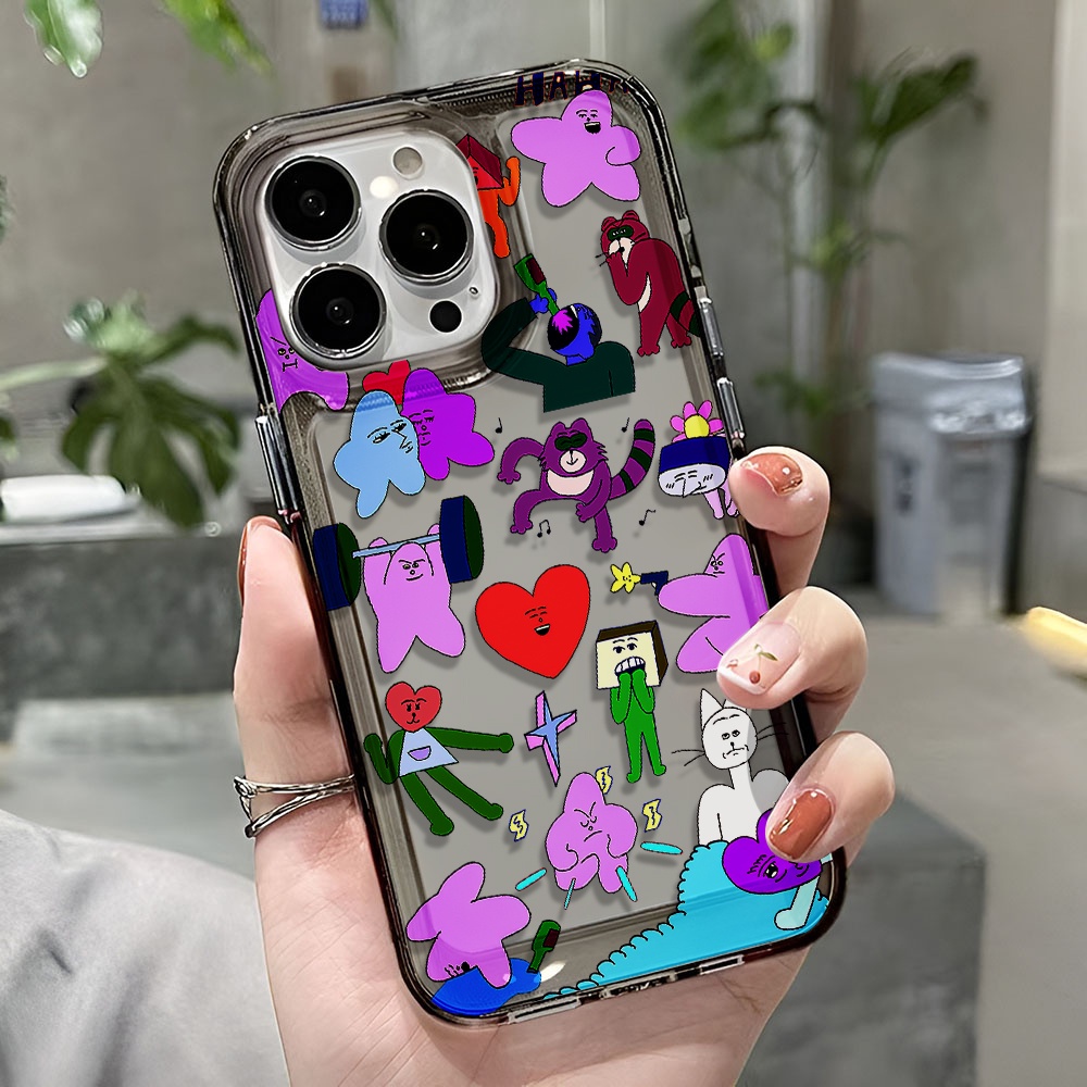 Ốp Điện Thoại Trong Suốt Họa Tiết Trái Tim &amp; Nhãn Dán Chống Sốc Cho iphone 14 pro max 11 13 12 7 8 Plus X XR XSMax