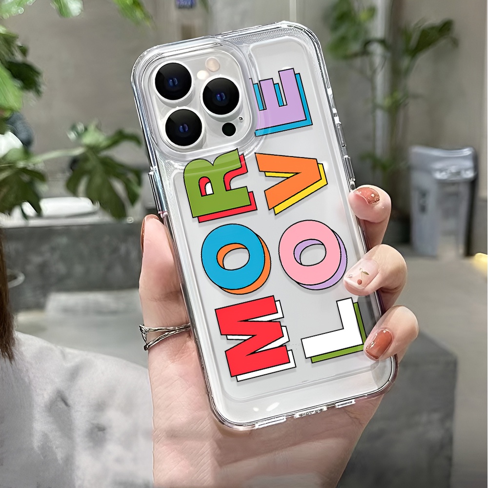 Ốp Điện Thoại Trong Suốt Chống Sốc In Chữ More Love Thời Trang Cho iphone 14 pro max 11 13 12 7 8 Plus X XR XSMax