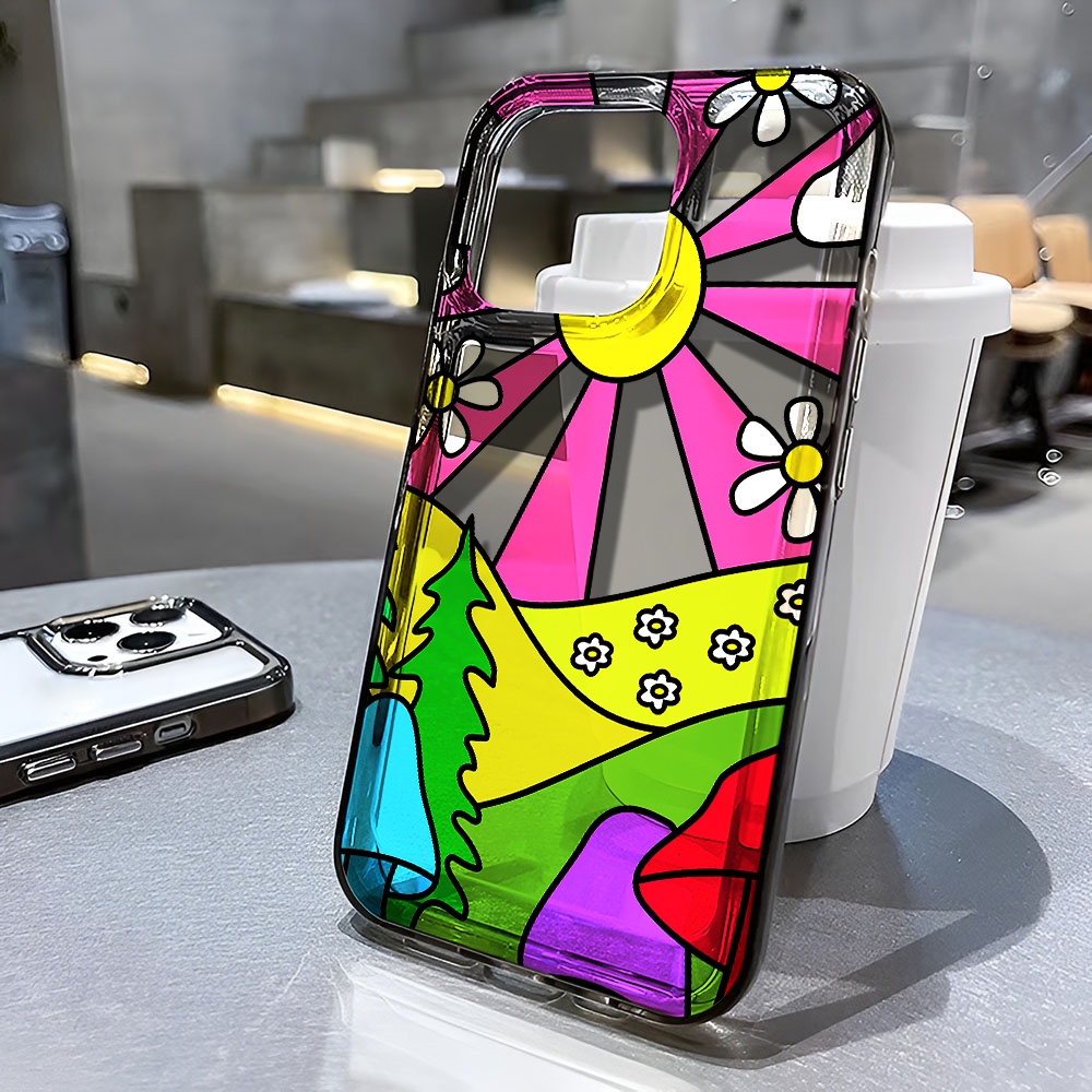 Ốp Điện Thoại Trong Suốt Chống Sốc In Hình Núi Và Mặt Trời Cho iphone 14 pro max 11 13 12 7 8 Plus X XR XSMax