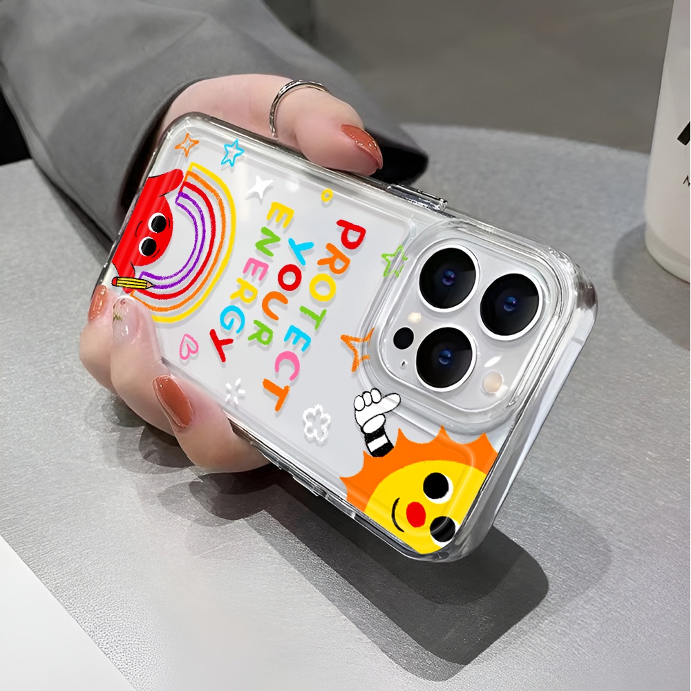 Ốp Điện Thoại Trong Suốt Chống Sốc Họa Tiết Cầu Vồng Cho iphone 14 pro max 11 13 12 7 8 Plus X XR XSMax