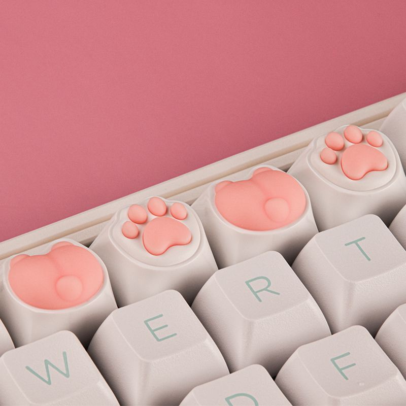 Osid keycap Bàn Phím Cơ Bằng Silicon Mềm Đàn Hồi Hình Bàn Chân Mèo Màu Hồng Dễ Thương Silicon Mềm Mại 7.14