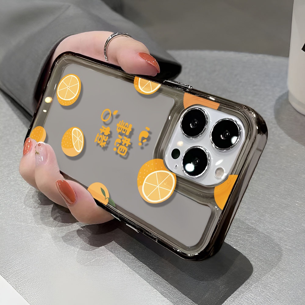 Ốp Điện Thoại Trong Suốt Họa Tiết Trái Cam May Mắn Chống Sốc Cho iphone 14 pro max 11 13 12 7 8 Plus X XR XSMax