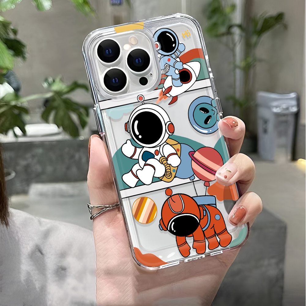 Ốp Điện Thoại Trong Suốt Chống Sốc In Hình Phi Hành Gia Hoạt Hình Cho iphone 14 pro max 11 13 12 7 8 Plus X XR XSMax