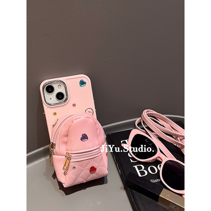 Hàng Mới Về Mới Ốp Điện Thoại Dạng Túi Đeo Chéo Màu Hồng Nữ Tính Có Dây Đeo Cho Apple Iphone 13 14Promax 11 12Pro