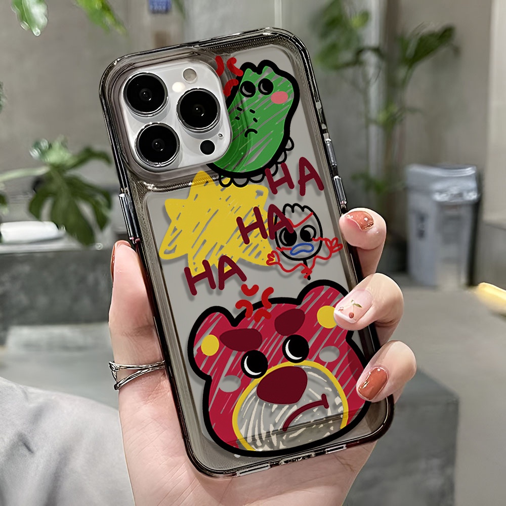 Ốp Điện Thoại Trong Suốt Họa Tiết Gấu / Dâu Tây Kiểu Graffiti Chống Sốc Cho iphone 14 pro max 11 13 12 7 8 Plus X XR XSMax
