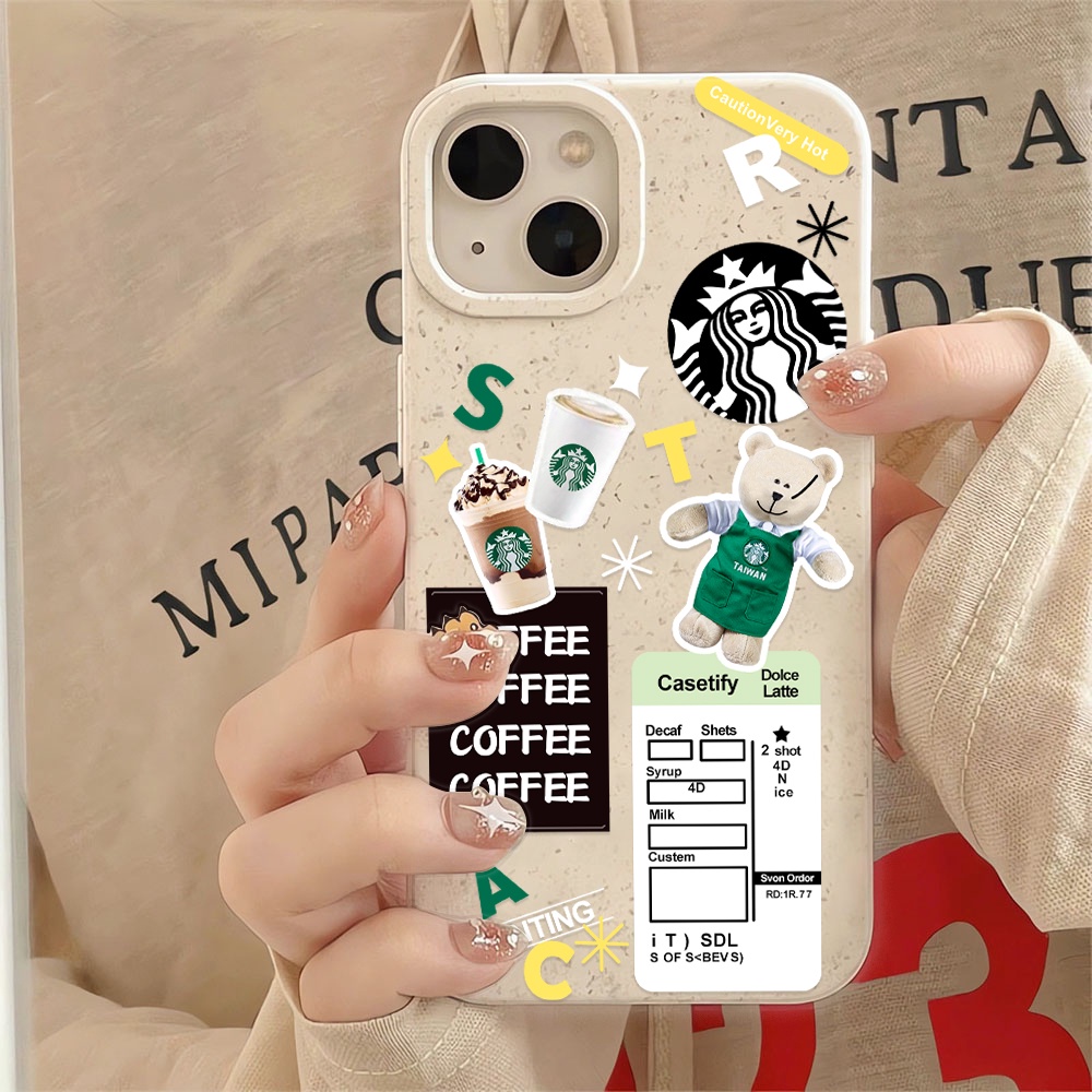 Ốp Điện Thoại Chống Sốc In Hình Gấu Cà Phê Màu Trắng Thời Trang Cho iphone 14 pro max 11 13 12 7 8 Plus X XR XSMax