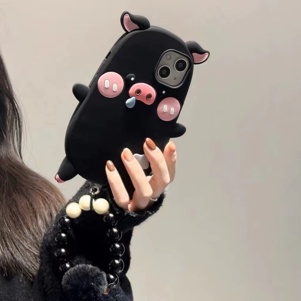 Ốp Điện Thoại Silicon Mềm Chống Sốc Hình Chú Heo Ba Chiều Cho iPhone13promax 14 12 11