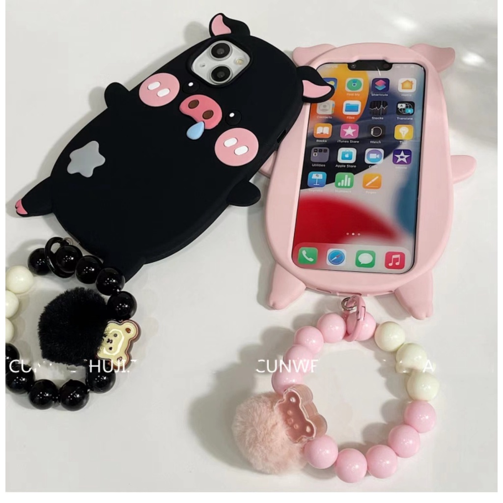 Ốp Điện Thoại Silicon Mềm Chống Sốc Hình Chú Heo Ba Chiều Cho iPhone13promax 14 12 11