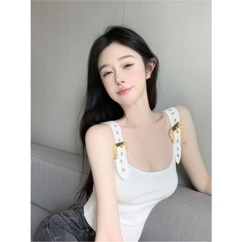 Hàng Có Sẵn Áo Hai Dây Màu Trơn Quyến Rũ Thời Trang Mùa Hè Cho Nữ