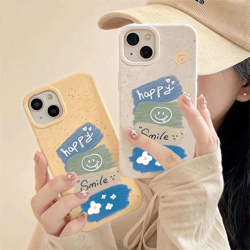 Ốp Điện Thoại Màu Nước Hình Mặt Cười Cho iphone 14promax 11 13 12 7 8 Plus X XR XSMax