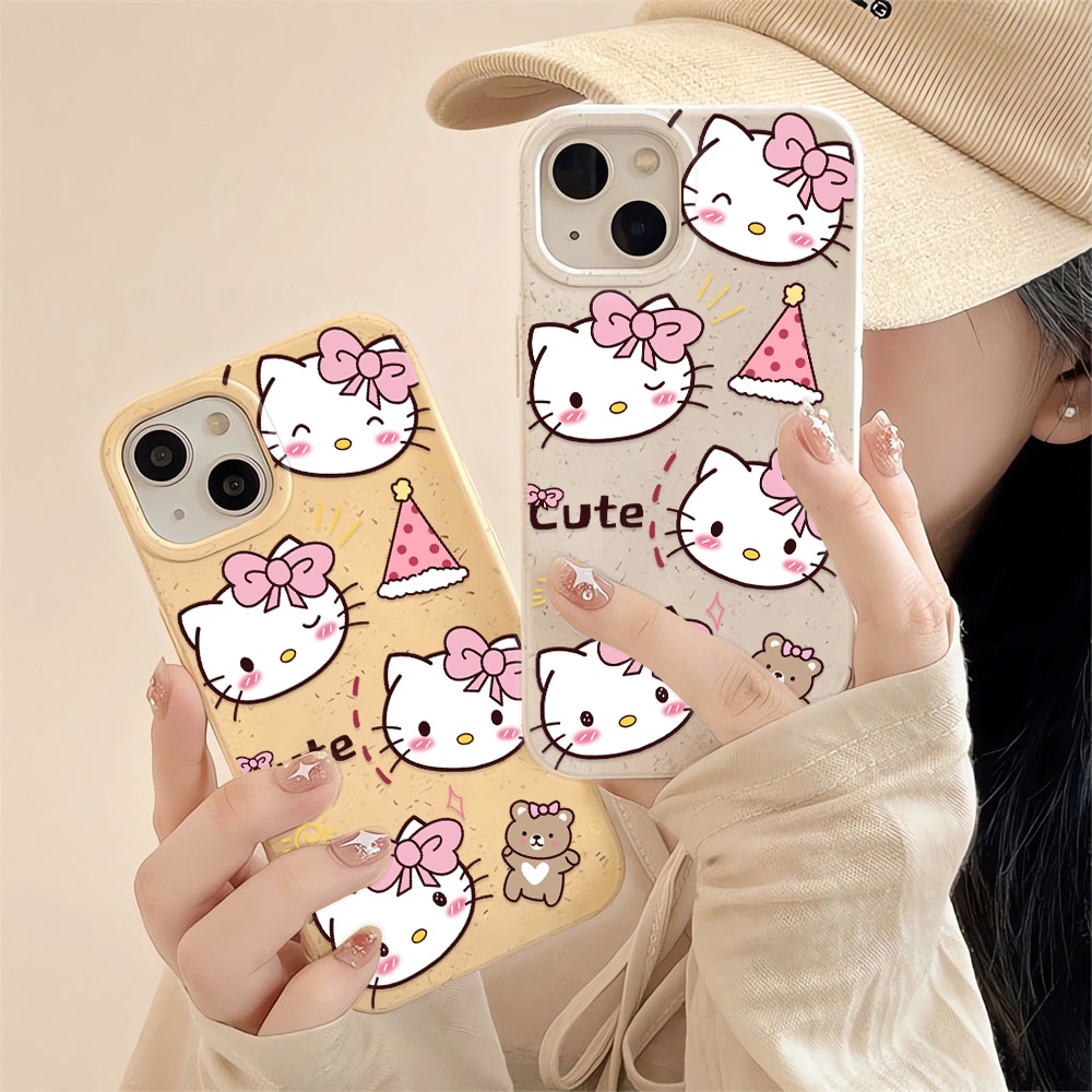 Ốp Điện Thoại Tpu In Hình Gấu hello kitty Màu Trắng Cho iphone 14promax 11 13 12 7 8 Plus X XR XSMax