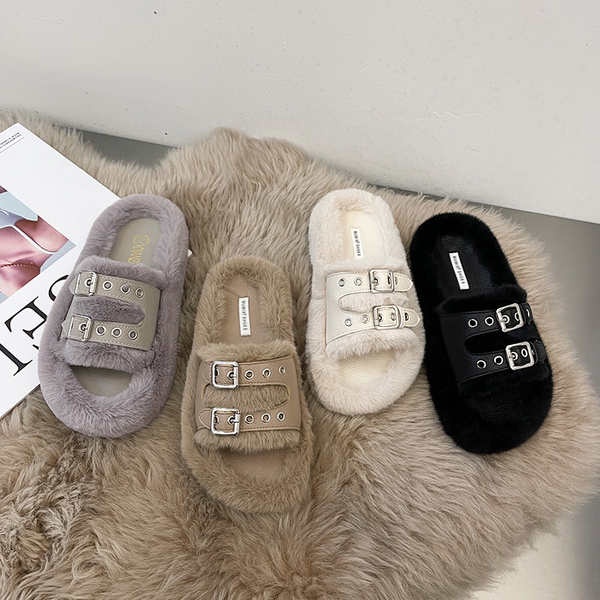 Dép Lông Xù Mềm Mại Thoải Mái Đơn Giản Cho Nữ
