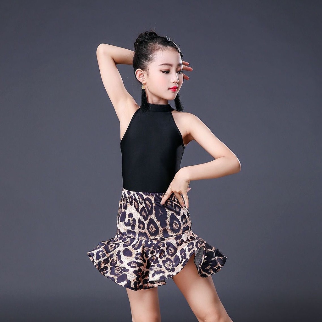 Đầm Khiêu Vũ Latin Lati 7.31 Họa Tiết Da Báo Cho Bé Gái