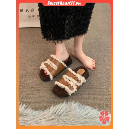 Dép bông phụ nữ dép lông vũ cổ điển mặc bên ngoài phụ nữ mùa hè 2023 phong cách mới cảm giác cao cấp