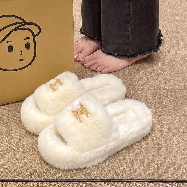 Dép Đế Dày Phối Lông Thời Trang 2023 Mới Cho Nữ